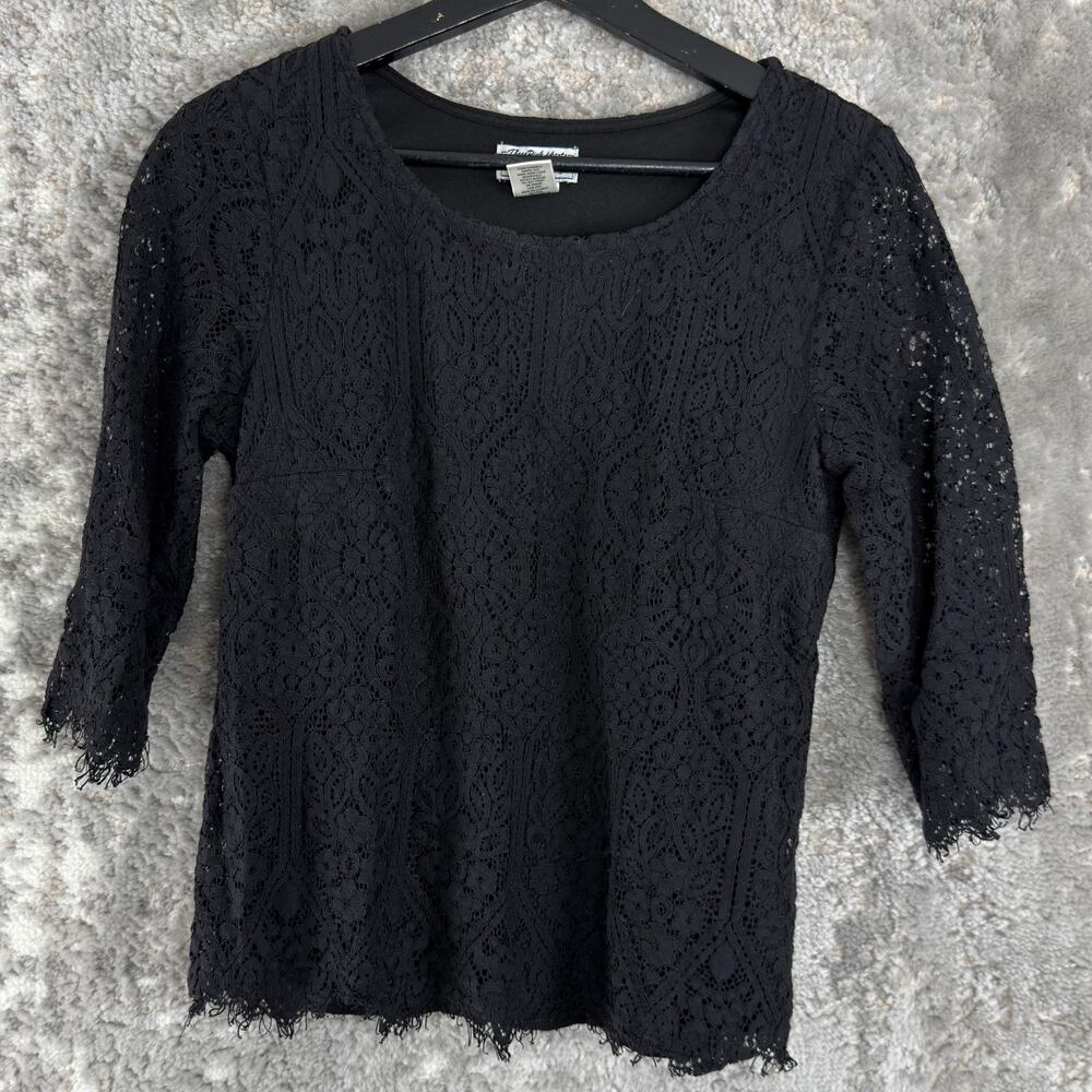 Three Pink Hearts Size M Trixxi Whimsigoth Witchy Sheer Lace Floral Top Lined